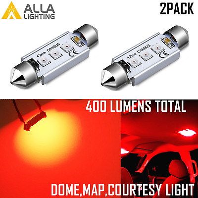 #ad Alla Lighting MapDomeCourtesy Light Bulb Red Interior Overhead Reading Lamp2x $11.98