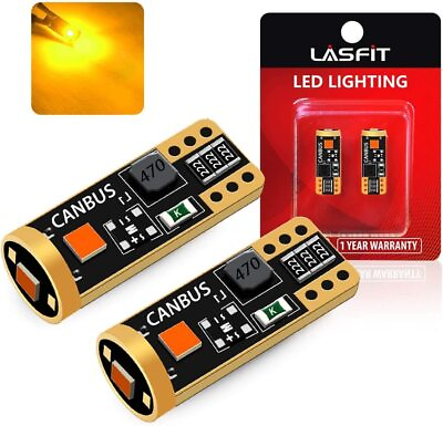 #ad LASFIT T10 168 194 2825 LED Side Marker Light Bulb Canbus Error Free Amber 3000K $10.99