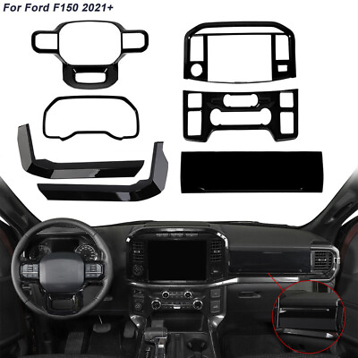 #ad 7x Interior Center Console Dashboard Panel Trim Cover For Ford F150 2021 Black $192.99