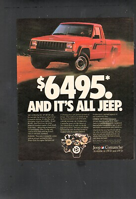 #ad 1987 JEEP COMANCHE Red Pickup Truck Vintage Print Photo AD orig price shown $10.99