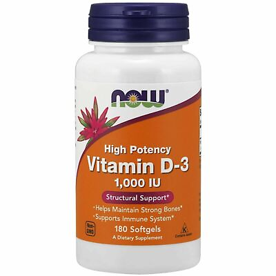 #ad 3 NOW Foods High Potency Vitamin D 3 1000 IU 180 Softgels each Newest Exp. $29.94