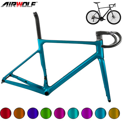 #ad AIRWOLF Carbon Road Bike Frame Aero Disc Brake Frameset 700*38c Transparent 960g $630.00