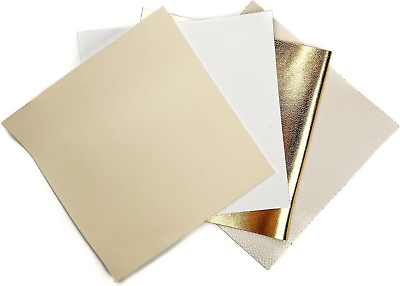 #ad White Leather Fabric for Crafts: 4 Sheepskin Sheets of White Suede Light Gold Me $12.87