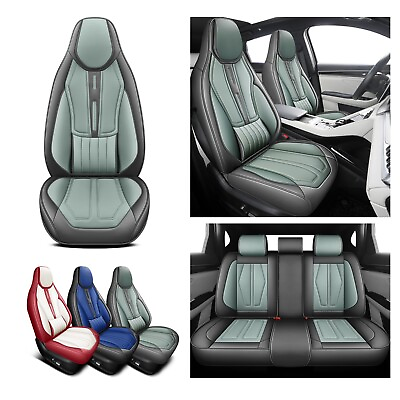 #ad Red Rain Universal Leather Car Seat Cover 11PCS Black and Green Seat Covers $169.99