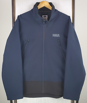 #ad #ad NRA Mens Size XL Softshell Jacket Fleece Lined Full Zip Blue Black Waterproof $149.00