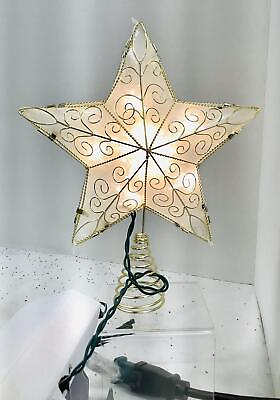 #ad Kurt S Adler Santa World 10 Light 8.5quot; Gold Reflector Star Christmas Tree Topper $20.99