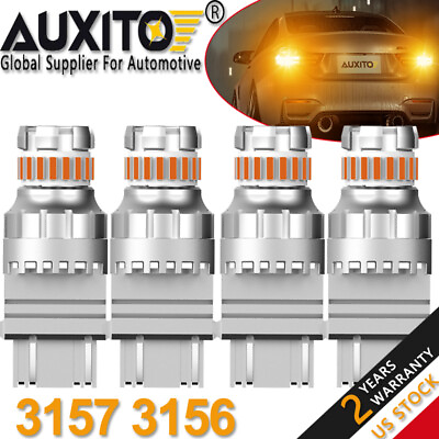 #ad AUXITO 4X 3157 Amber yellow LED Turn Signal Parking Light Bulb Error Free 2400LM $19.99