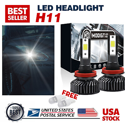 #ad 2PCS H11 LED Headlight Super Bright Bulb Kit Fog Light Beam 6000K White MODIGT $12.19