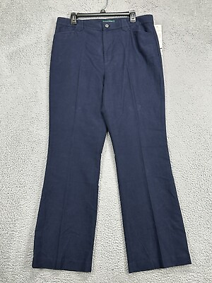 #ad Lauren Ralph Lauren Pants Women 14 Blue Chino Straight Leg Flat Front Ladies NEW $33.25