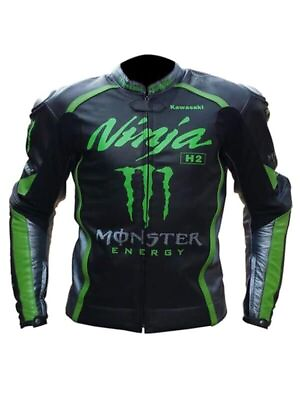 #ad New Kawasaki MotoGP Leather Motorcycle Bikers Racing Jacket $240.00
