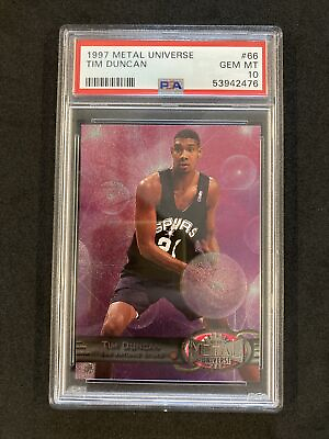 #ad PSA 10 Tim Duncan 1997 Rookie RC METAL UNIVERSE Spurs $750.00