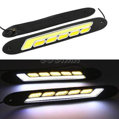 #ad 2 LED Car Daytime Running Light DRL Driving Turn Signal Fog Lamp White Amber 12V $18.99