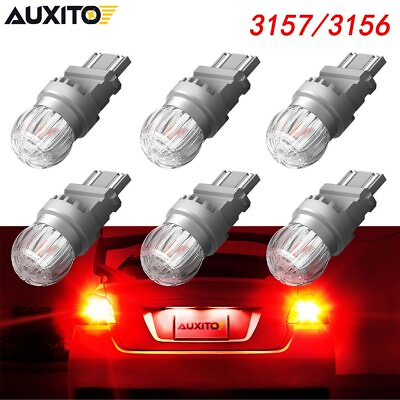 #ad 6pcs AUXITO SMD 3157 Super Bright Red Tail Stop Brake Light LED Bulbs 3457 HUS $35.99
