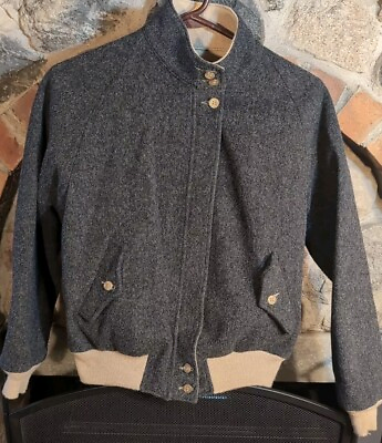 #ad Vintage Reversible Wool Tan Harrington Bomber Jacket FLAWS $39.99