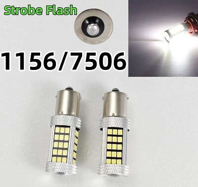 #ad Strobe Flash Rear Signal Light 1156 BA15S 7506 63 SMD LED White Bulb 6000K W1 J $18.00