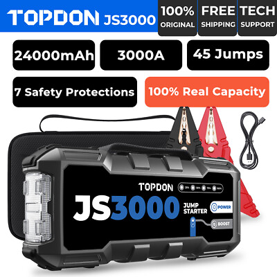 #ad #ad TOPDON JS3000 Car Battery Jump Starter 12V 3000A 24000mAh Auto Battery Booster $132.99