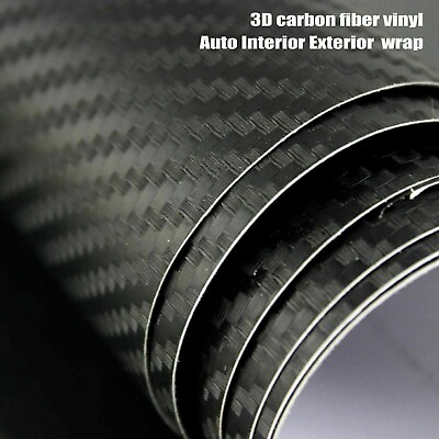 24quot; x 60quot; 3D Black Carbon Fiber Wrap Vinyl Bubble Free Air Release USA Stock $15.99