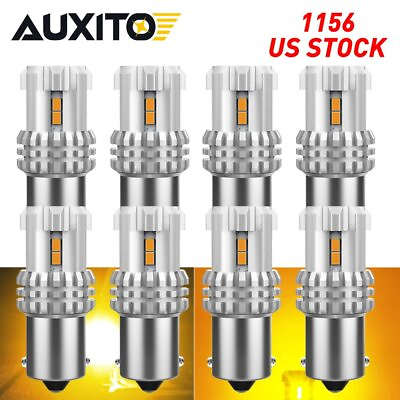 #ad 8pcs 1156 BA15S P21W LED Brake Reverse Light Turn Signal Parking Bulbs Amber EON $45.99