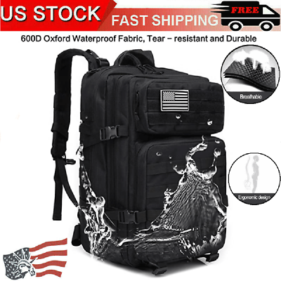 #ad Large 45L Military Tactical Backpack Assault Pack Molle Bag for Camping Hiking $39.99