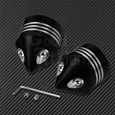 #ad Pair CNC Black Spike Front Wheel Axle Nut Covers Fit For Harley Davidson Touring $17.71