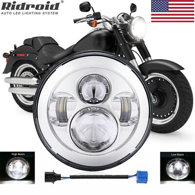 #ad 7quot; inch LED Headlight Hi Lo Beam Projector DOT for Harley Davidson Fat Boy FLSTF $27.49