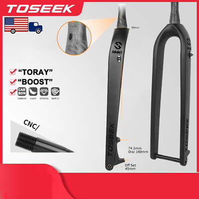 #ad TOSEEK MTB 29quot; Bucket Axle Rigid Carbon Fork Disc Brake 15*110mm Boost Tapered $158.00