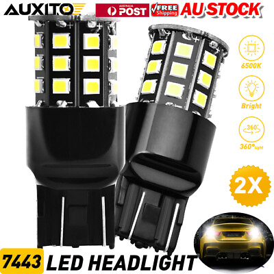 #ad 2x T20 7443 7444 LED 33SMD Brake Stop Tail Light Bulb Canbus Error Free White $11.32
