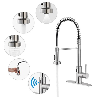 #ad Single Handle Pull Down Sprayer Kitchen Faucet with Touchless Sensor amp; Deckplate $118.99
