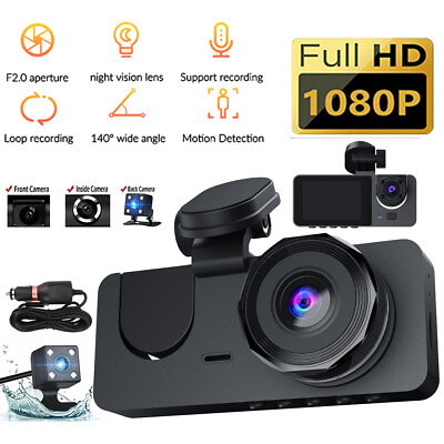#ad 1080P Wifi Car 3 Lens DVR Dash Cam Video Recorder Night Vision Front Rear Inside $27.54