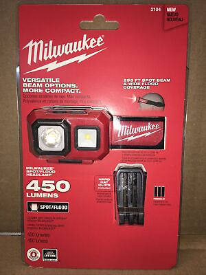 #ad Milwaukee 2104 Spot Flood Headlamp 450 Lumens. New Sealed Packaging. $28.00