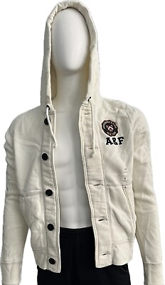 #ad Abercrombie amp; Fitch Jacket Hoodie Men Muscle Buttons Jacket M Medium Cream NWT $39.50
