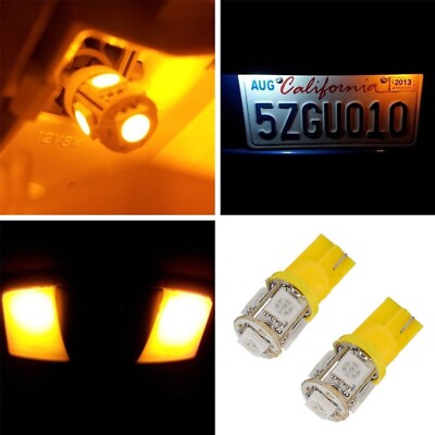 #ad 2x Yellow T10 W5W LED Bulb For Map Dome Courtesy Side Marker License Plate Light $4.59