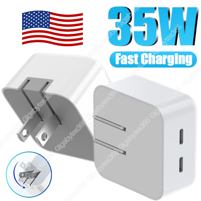 #ad 35W USB C Dual Port Fast Charger Cube PD Adapter For iPhone iPad Samsung MacBook $11.19