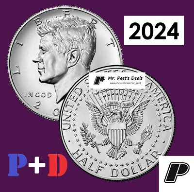 #ad 2024 P amp; D Kennedy Half Dollars 2 Coins 50 Cents HQ BU ONLY from Rolls IN STOCK $2.30