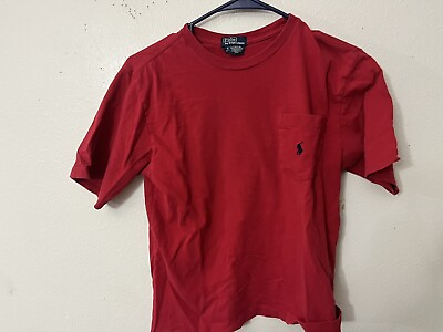 #ad Polo Ralph Lauren Boys Small Red Short Sleeve T Shirt Pocket Logo Cotton $7.65