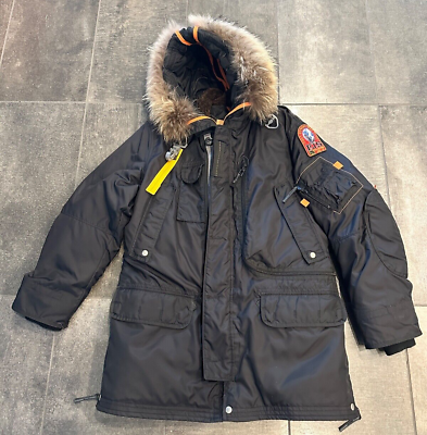 Parajumpers Kodiak Winter Down Jacket Black Rank 4 Slim Fit Long Fit Size Large $469.06