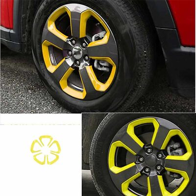 #ad 20PCS Yellow ABS Wheel Hub Ring Sticker Cover Trim For Jeep Compass 2017 2021 $60.32