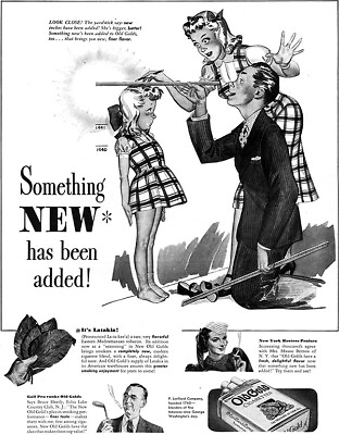 #ad Robert O Reid Old Gold Cigarettes New Inches Have Been Added 1942 Magazine Ad $23.99