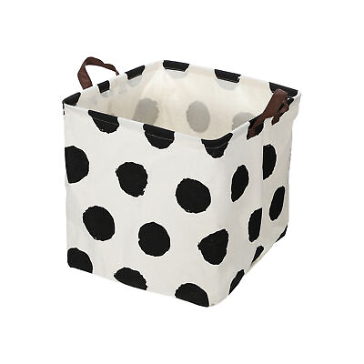 #ad Foldable Square Laundry Basket 12.60quot;x12.60quot;x12.60quot; 30L Black 1 Pc Polka Dots AU $21.14