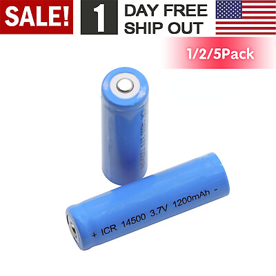 #ad AA 3.7V 1200mAh Rechargeable Li ion Batteries ICR 14500 Lithium Battery $6.99