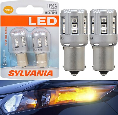 #ad Sylvania Premium LED Light 1156 Amber Orange Two Bulbs Rear Turn Signal Replace $22.00