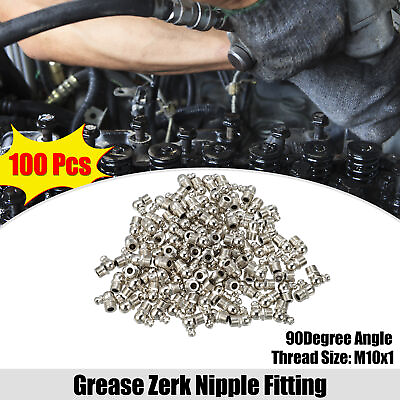 #ad 100pcs M10x1 Auto Grease Nipple Fitting 90 Degree Right Angle Nickel Plated $34.77