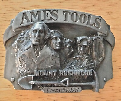 #ad Vtg 1987 Ames Tools Mount Mt Rushmore Memorial South Dakota Belt Buckle Ltd Ed $23.00