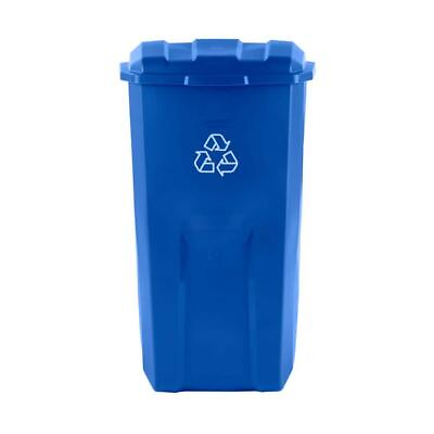 #ad Roughneck 45 Gal. Vented Blue Wheeled Recycling Trash Container $130.04