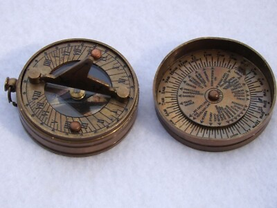 #ad Antique Brass Pocket Sundial Compass Vintage Finish Nautical Maritime Style $24.00