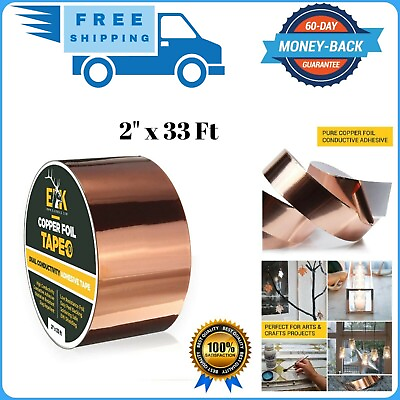 #ad Copper Foil Tape with Conductive Adhesive for Guitar amp; EMI Shielding 2quot; x 33#x27; $15.99