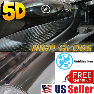 High GLOSSY Premium 5D Carbon Vinyl Wrap Sticker Film Sheet BUBBLE FREE 72quot;x60quot; $49.49