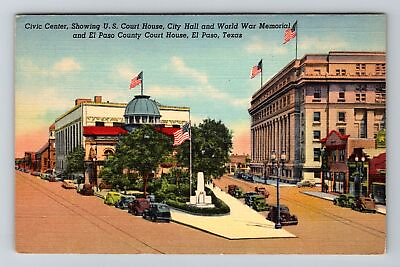 #ad El Paso TX Texas Civic Center US Court House War Memorial Vintage Postcard $7.99