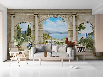 #ad 3D Architecture Floral Cloud Sky Self adhesive Removeable Wallpaper Wall Mural1 $44.99