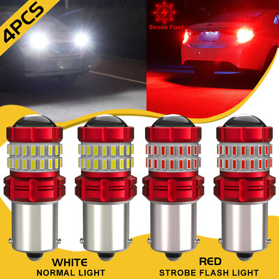 #ad 1156 P21W LED Backup Reverse Red Strobe Flashing Brake Stop Tail Lights For BMW $11.39